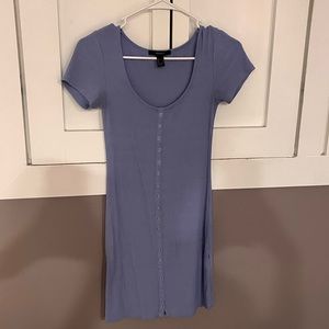 This is a blue body con above the knee dress